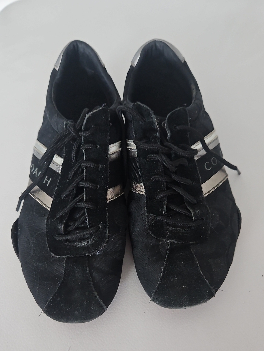Coach Womens Jayme Black Sneakers with Silver Trim